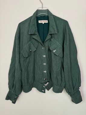Free People Billy Saddle Jacket Sz L Utility Barn Jacket Green